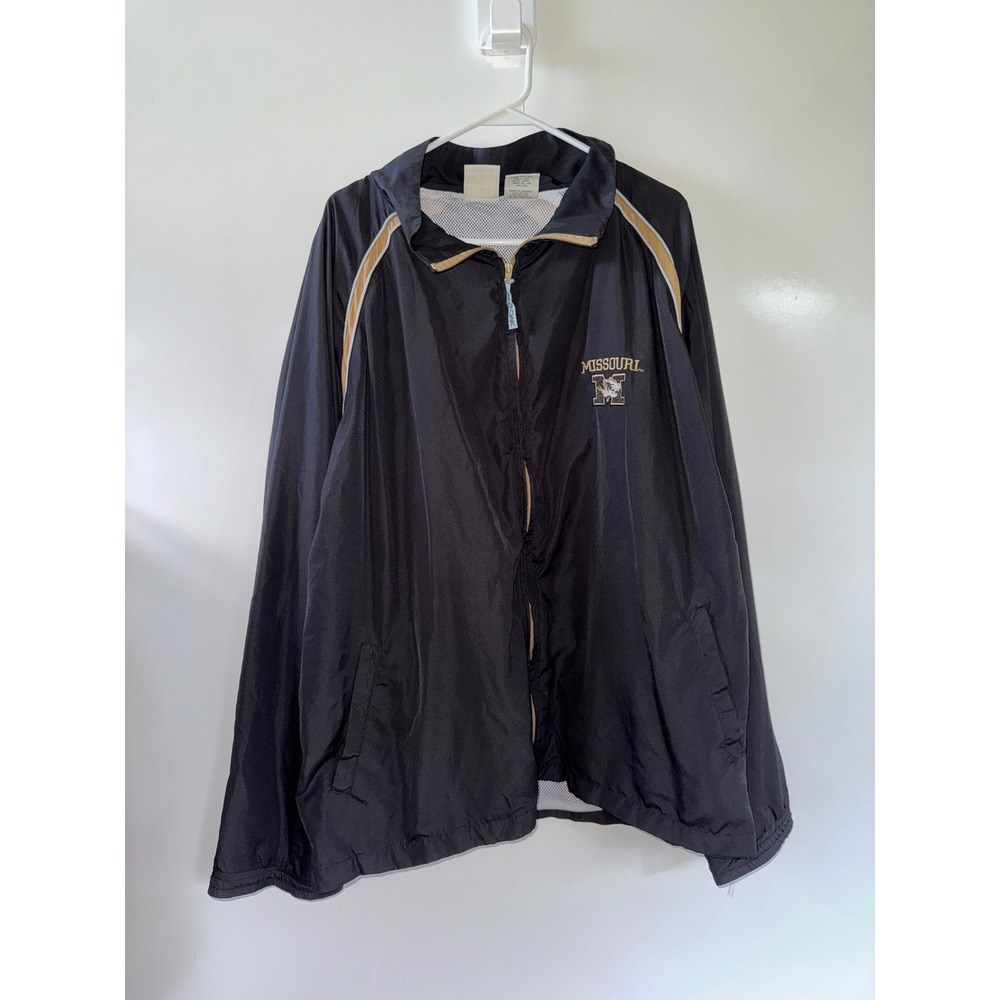 Vintage Mizzou Missouri Tigers Red Oak Windbreaker Jacket Black Gold Mens XXL